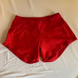Oiselle red running shorts